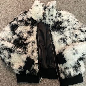 Black and white faux shearling bomber jacket never worn